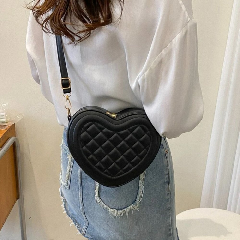 Quilted Heart Crossbody Handbag